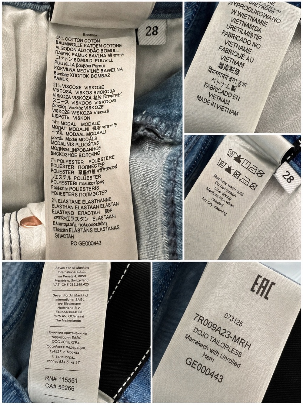 NWT 7 For All Mankind Dojo Tailorless Flare Jeans Color Marrakech Wash Size 28 - Picture 12 of 16